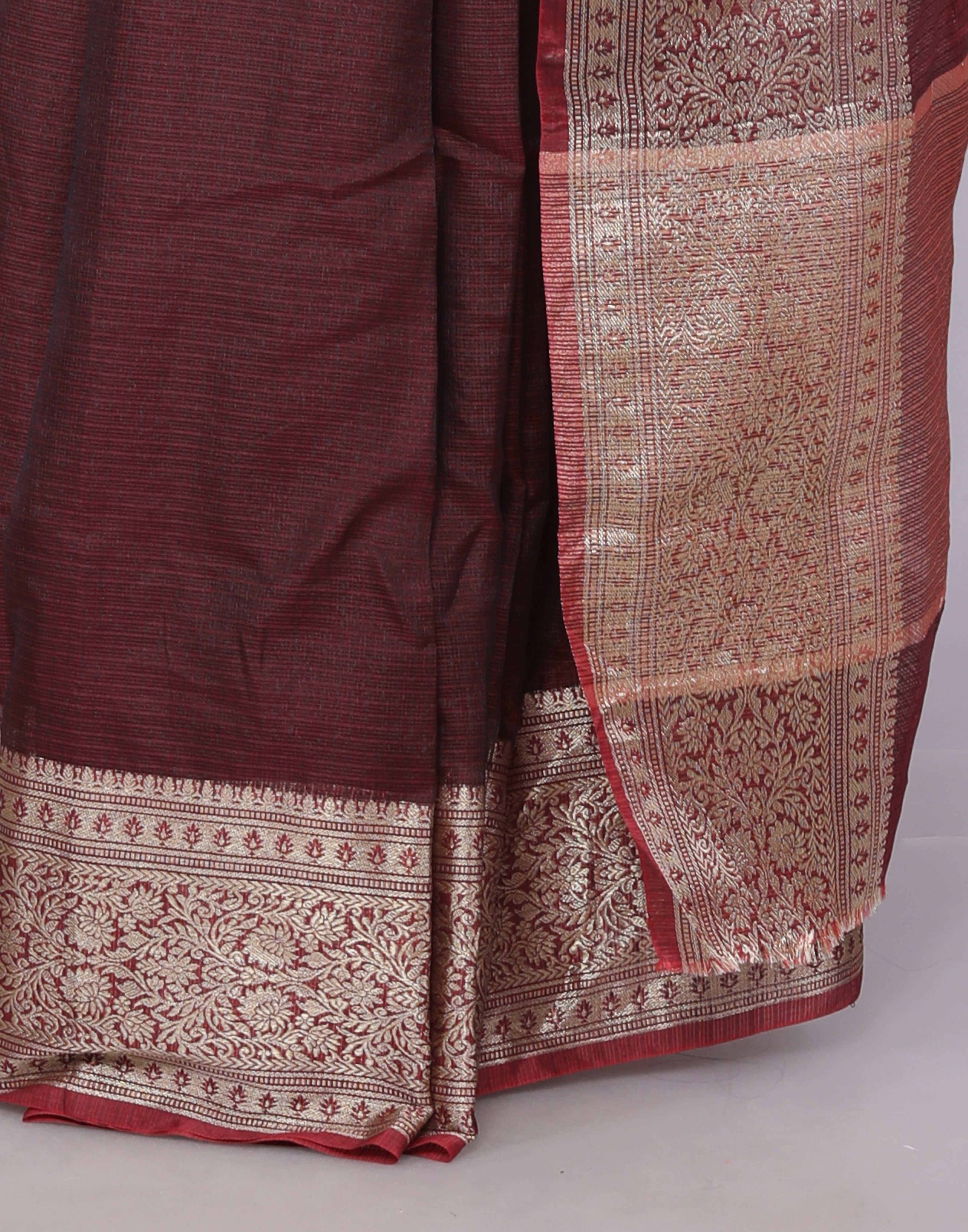 RAJGLOBAL Kota Doria Broad Zari Cotton Blend Saree with Unstitched Blouse Peach