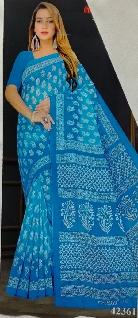 RAJGLOBAL Cotton Blend Printed Saree Green