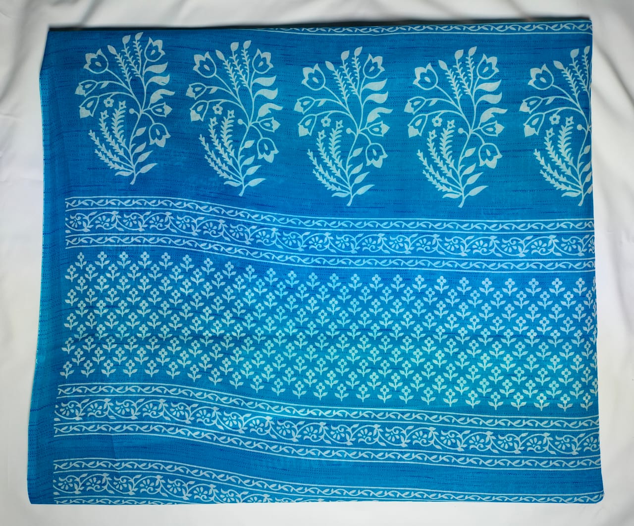 RAJGLOBAL Cotton Blend Printed Saree Green