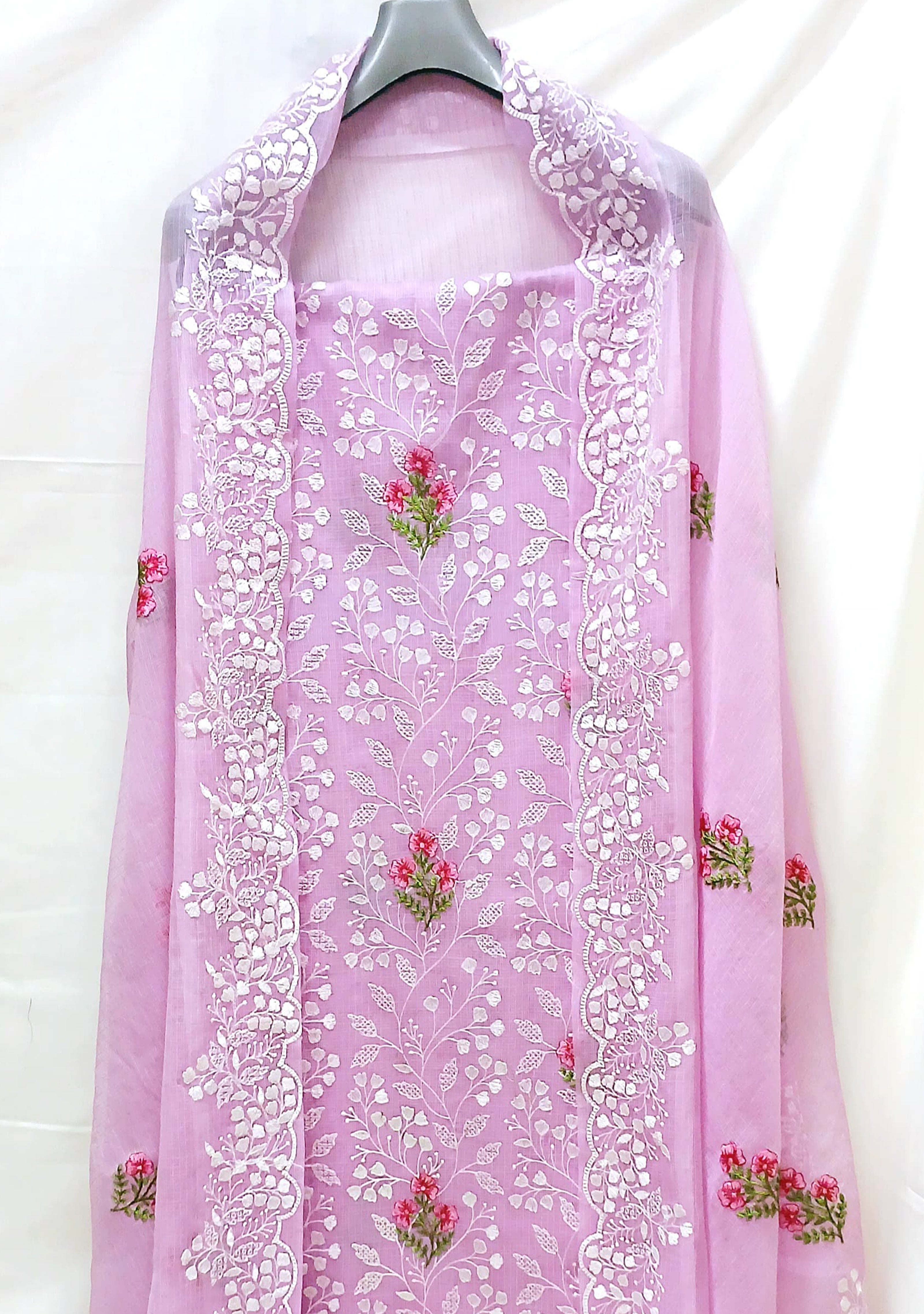RAJGLOBAL embroidery kota doria dress material for women without bottom (pista_dress_material)