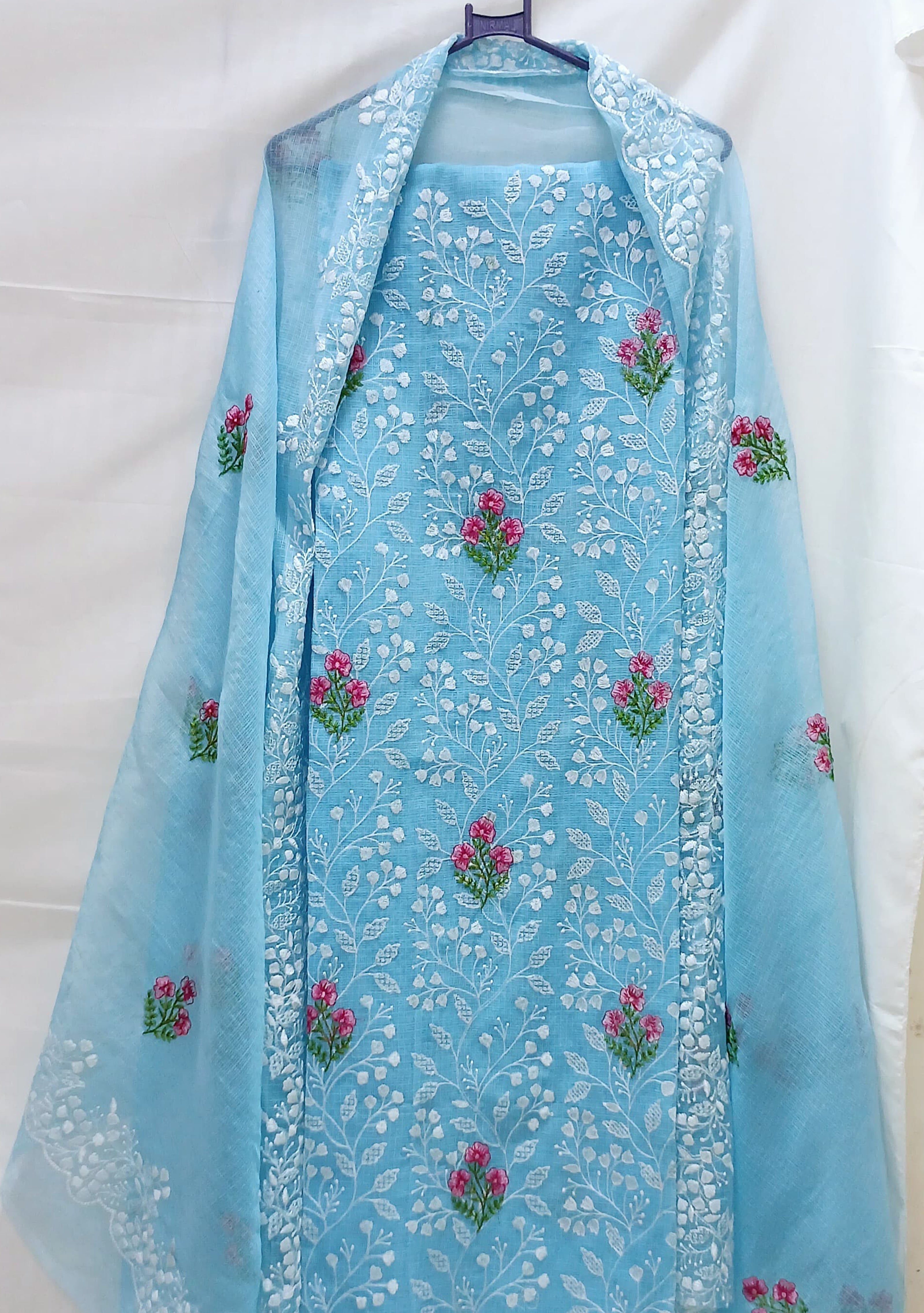 RAJGLOBAL embroidery kota doria dress material for women without bottom (pista_dress_material)