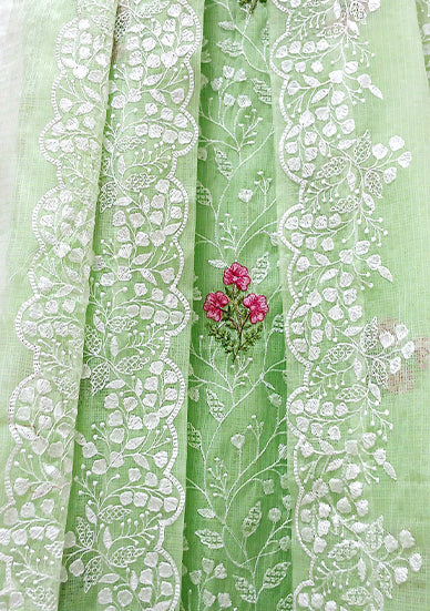 RAJGLOBAL Kota Doria Cotton Blend Suit, Designer Embroidered, 2.5 Metre Top with Dupatta, Pink