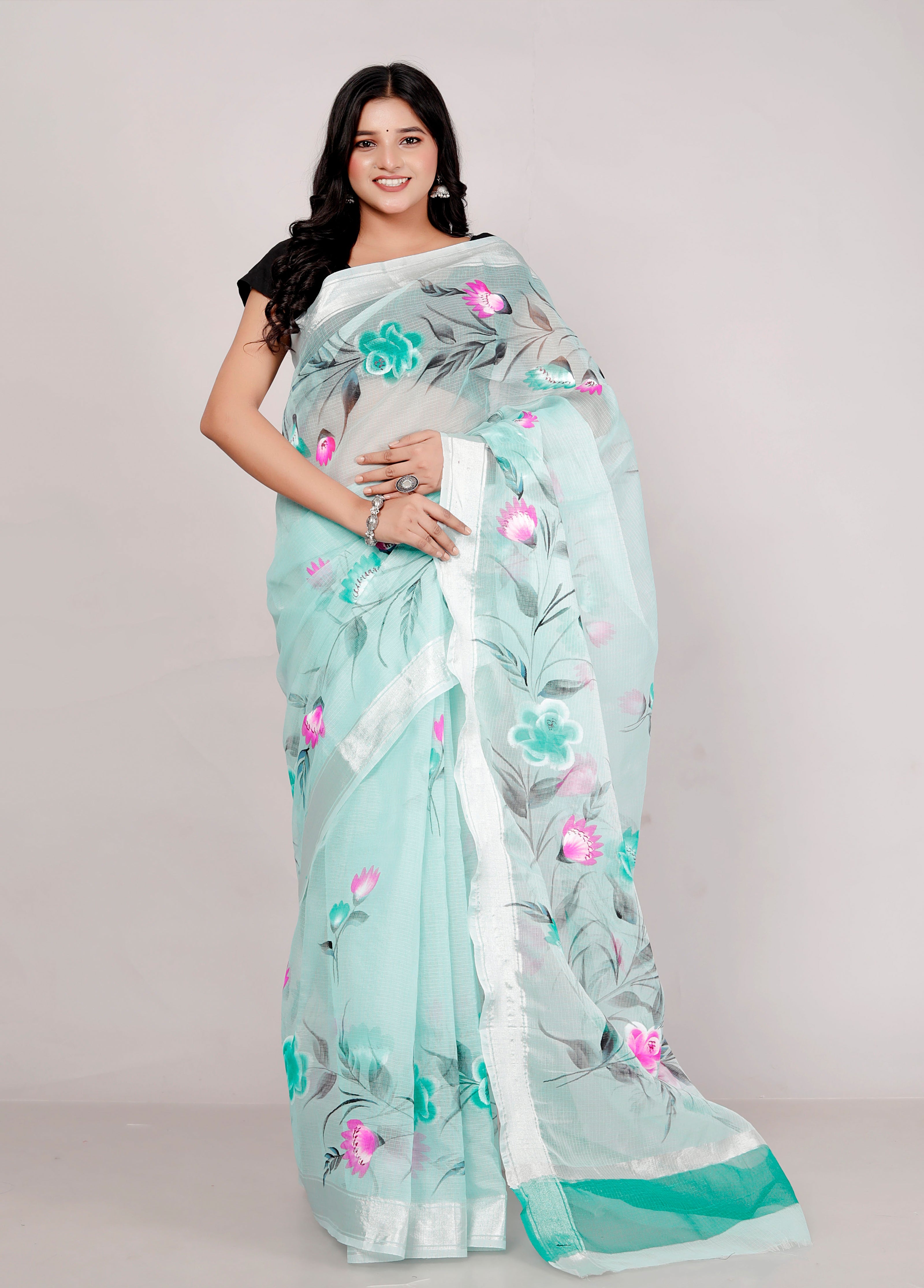 HAND PAINTING KOTA DORIA SAREE