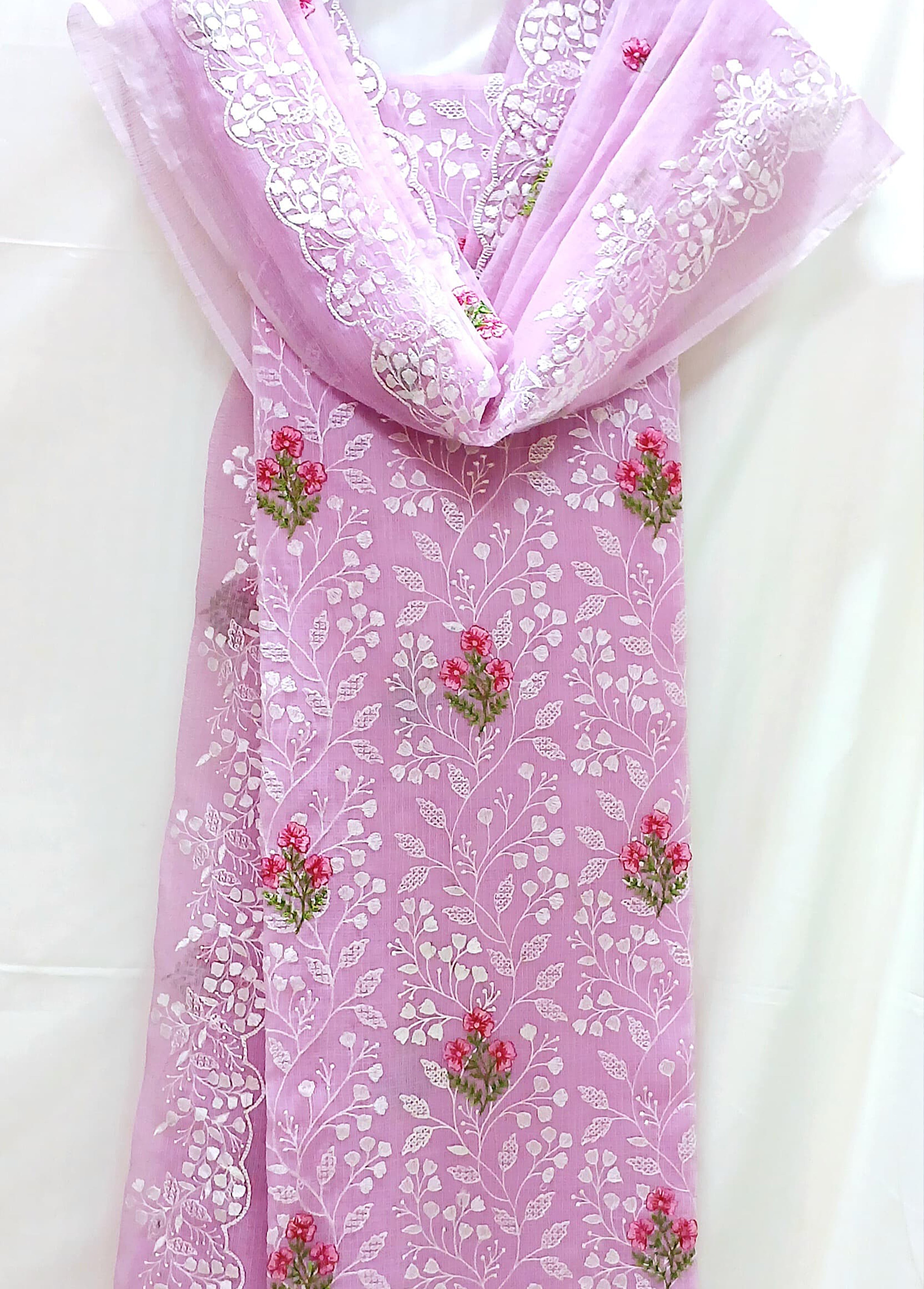 women's embroidery kota doria dress material