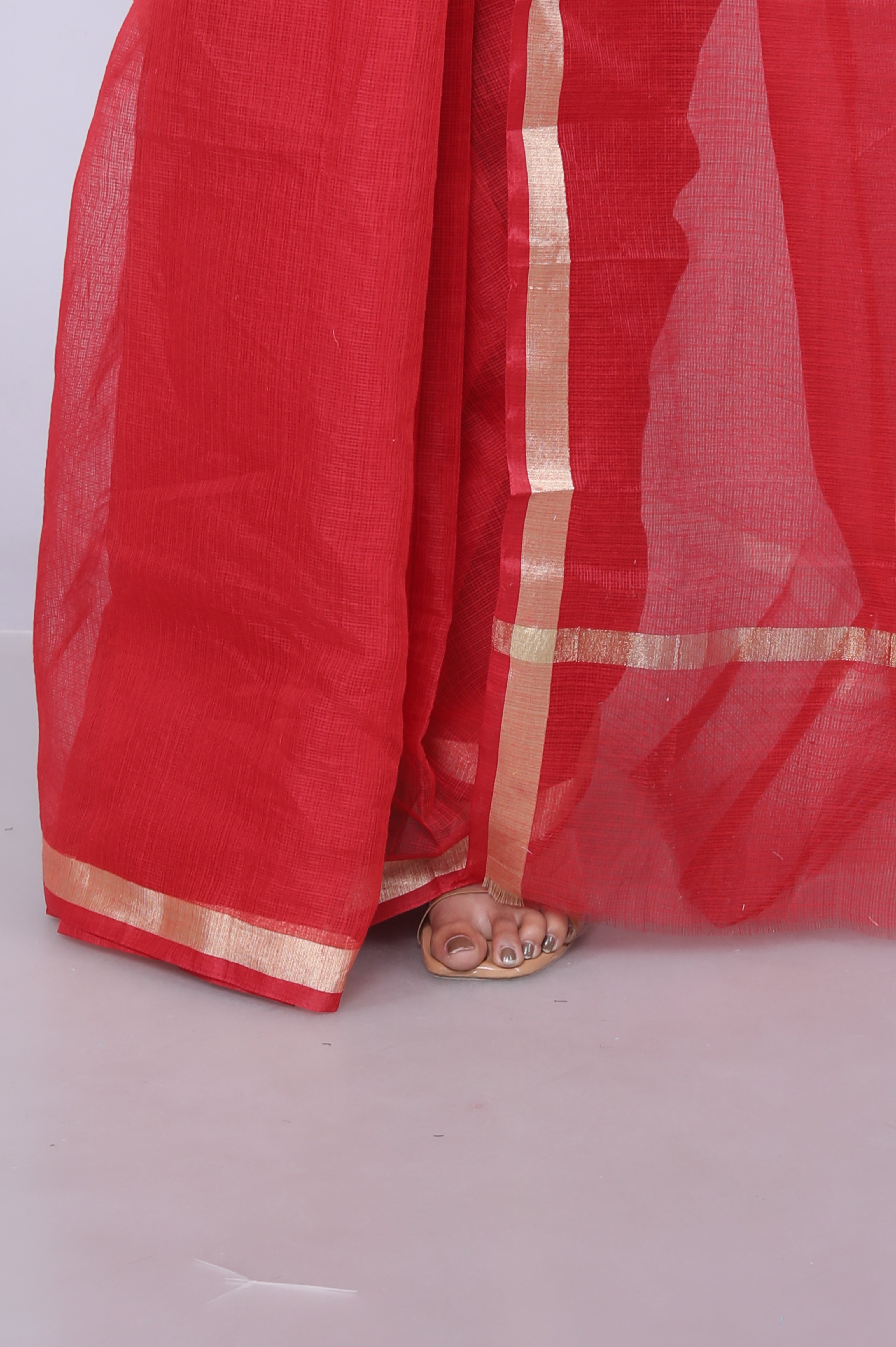 RAJGLOBAL Women's Plain Kota Doria Pure Cotton Saree with Unstiched Blouse Piece Light Pink