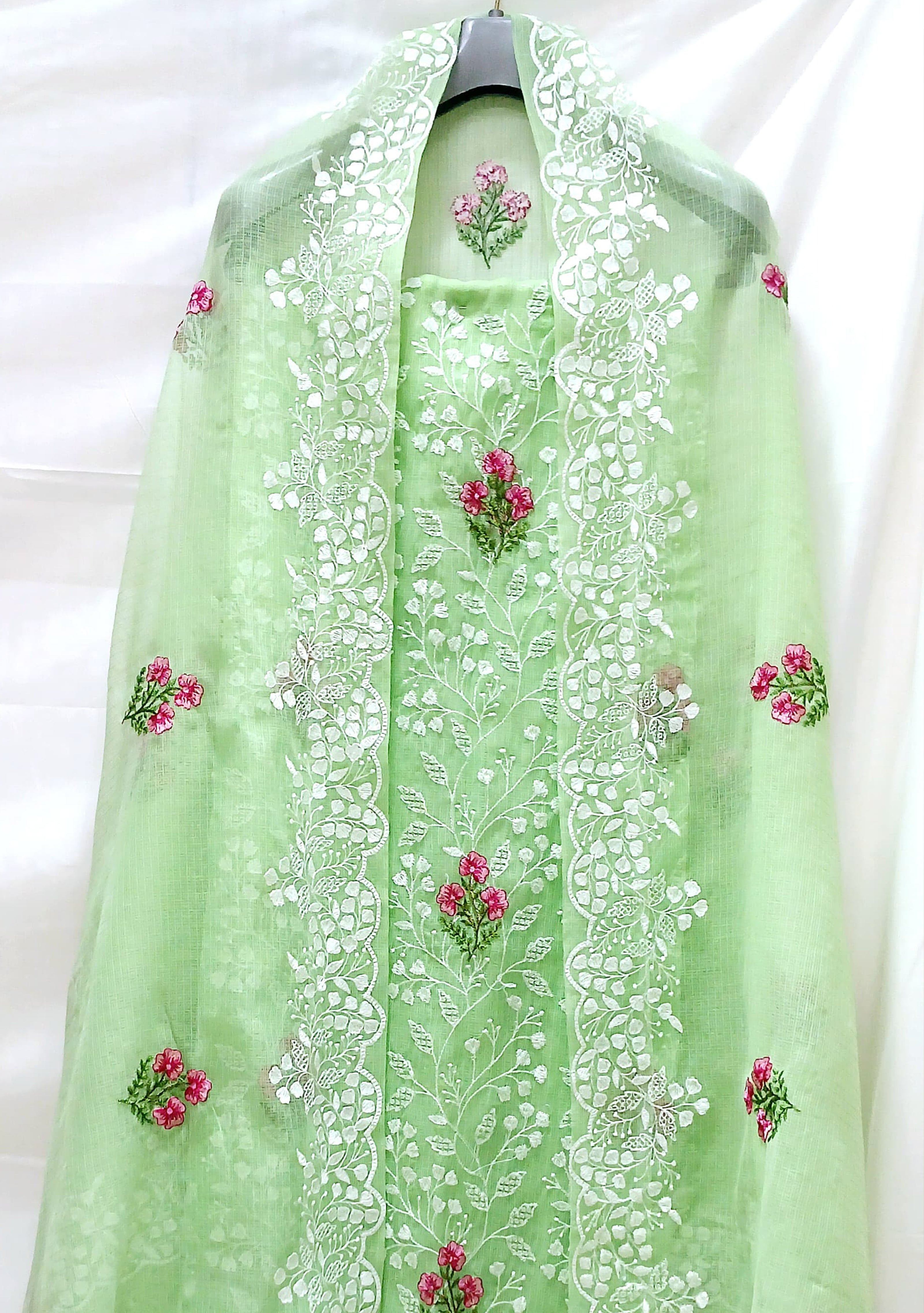 RAJGLOBAL embroidery kota doria dress material for women without bottom (Blue)
