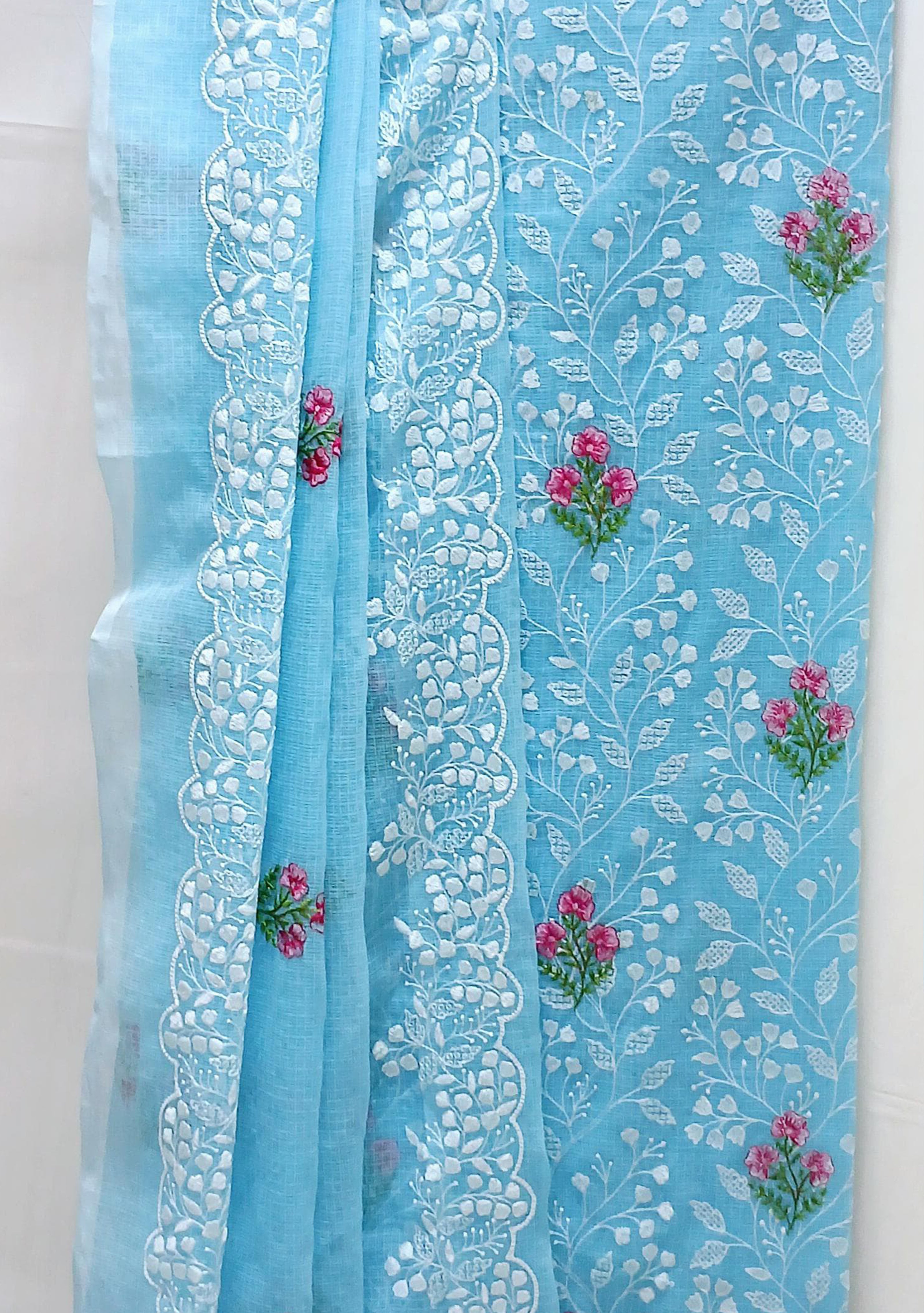 RAJGLOBAL embroidery kota doria dress material for women without bottom (Blue)
