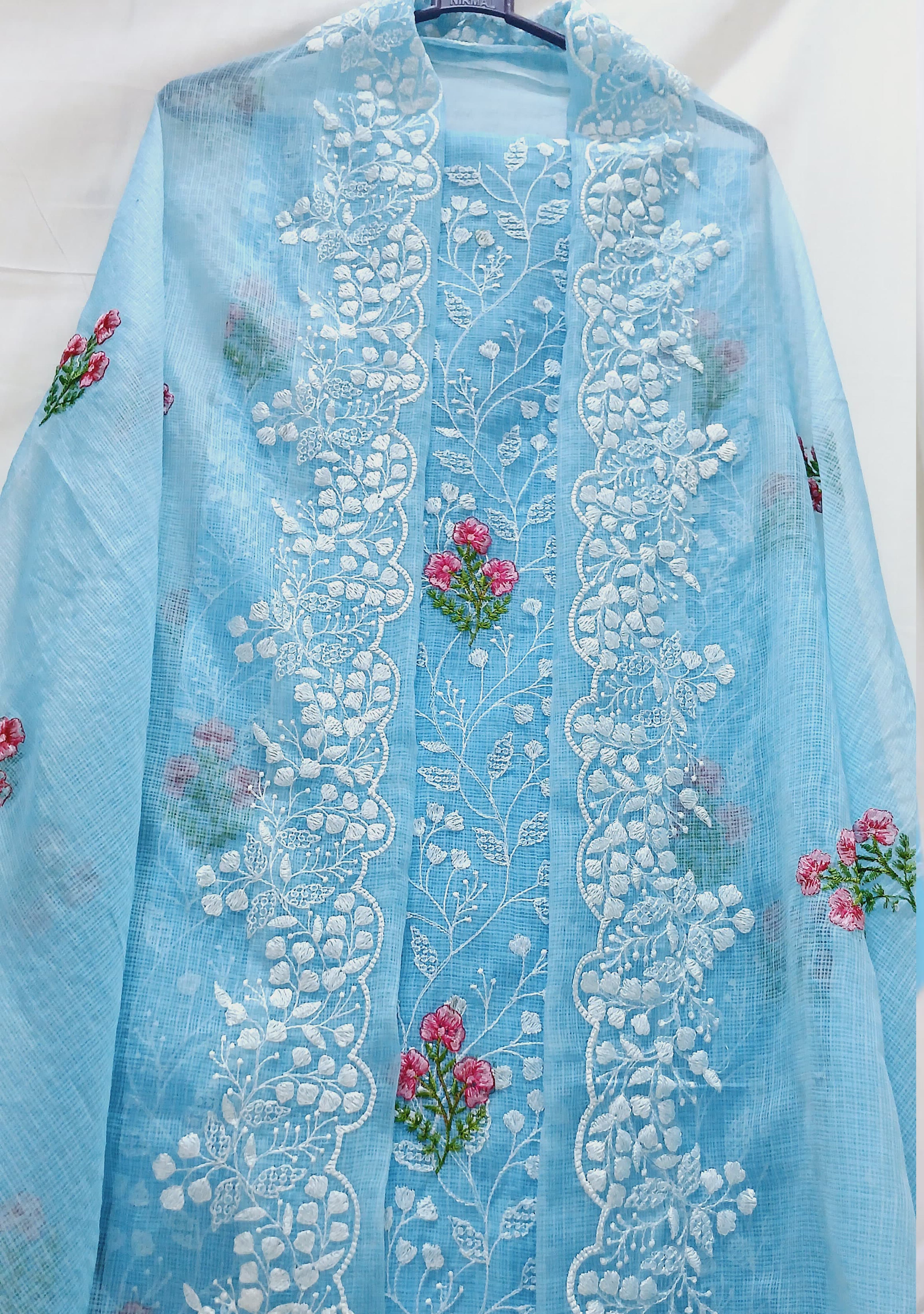 RAJGLOBAL embroidery kota doria dress material for women without bottom (Blue)